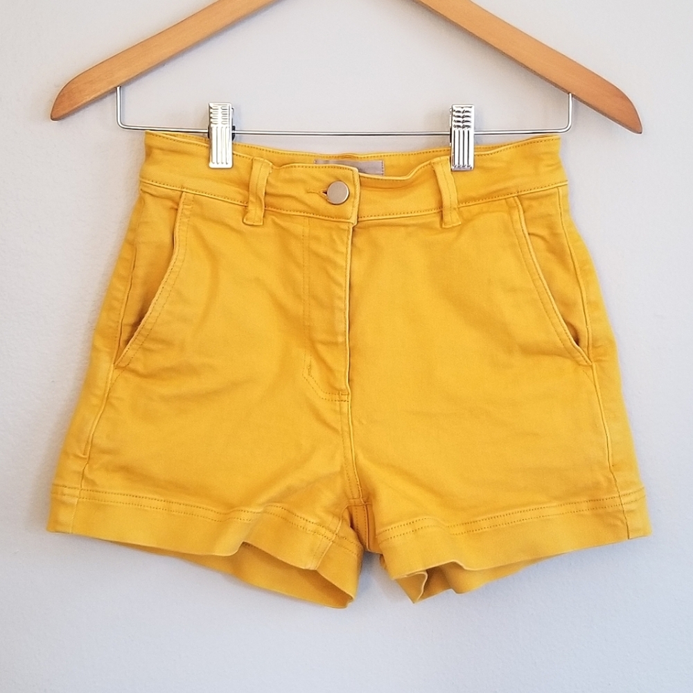 Everlane cotton twill shorts yellow mustard size 0